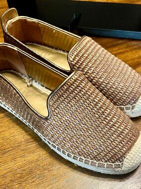 NEW! DKNY Mallandra Espadrille Flats Woven Jute Bronze/Brown Metallic Size 7M